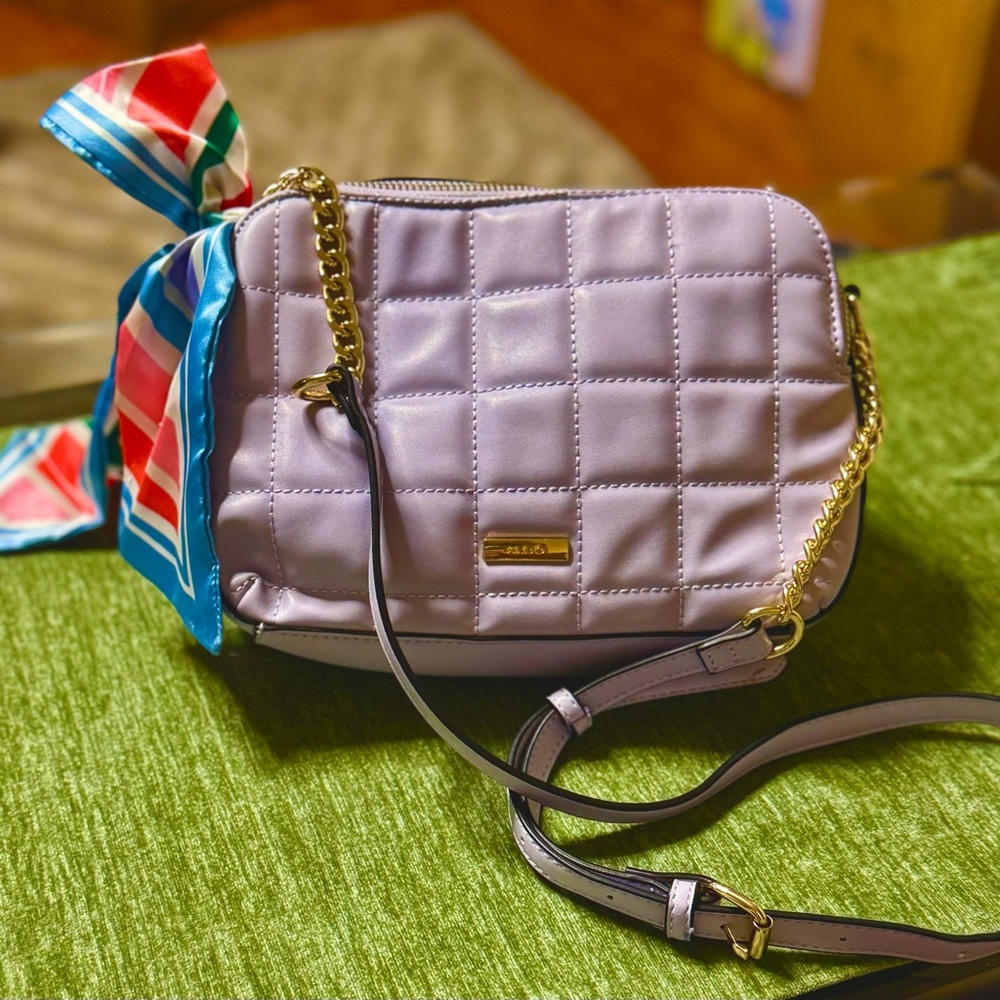 ALDO Lavender Quilted Crossbody Bag with adorable colorful bow.